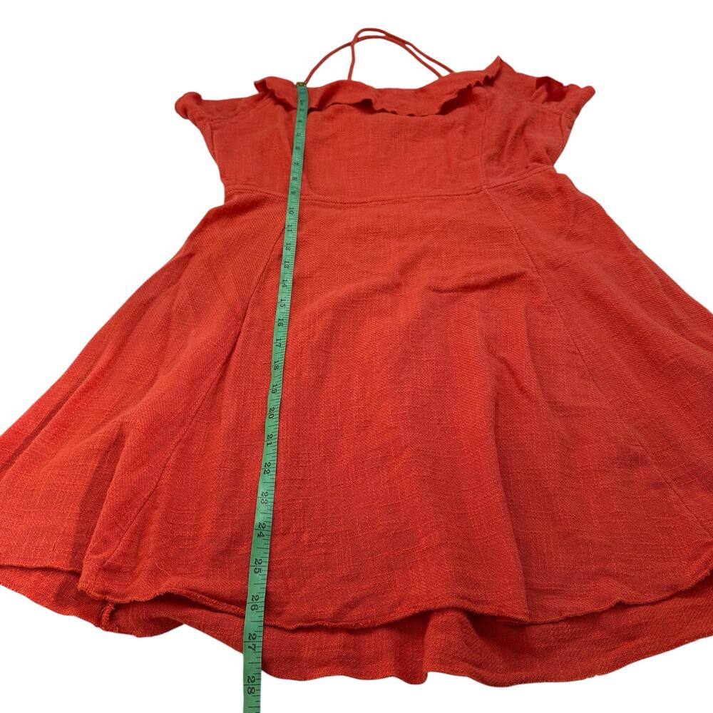 FREE PEOPLE Orange More Than Gauze Cotton Tie-Back Halter Mini Dress Size Large - Picture 10 of 13
